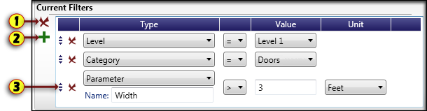 Current Filters List