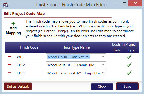 finishFloors Map Edit Dialog