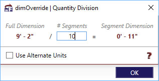 dimensionOverride Quantity
